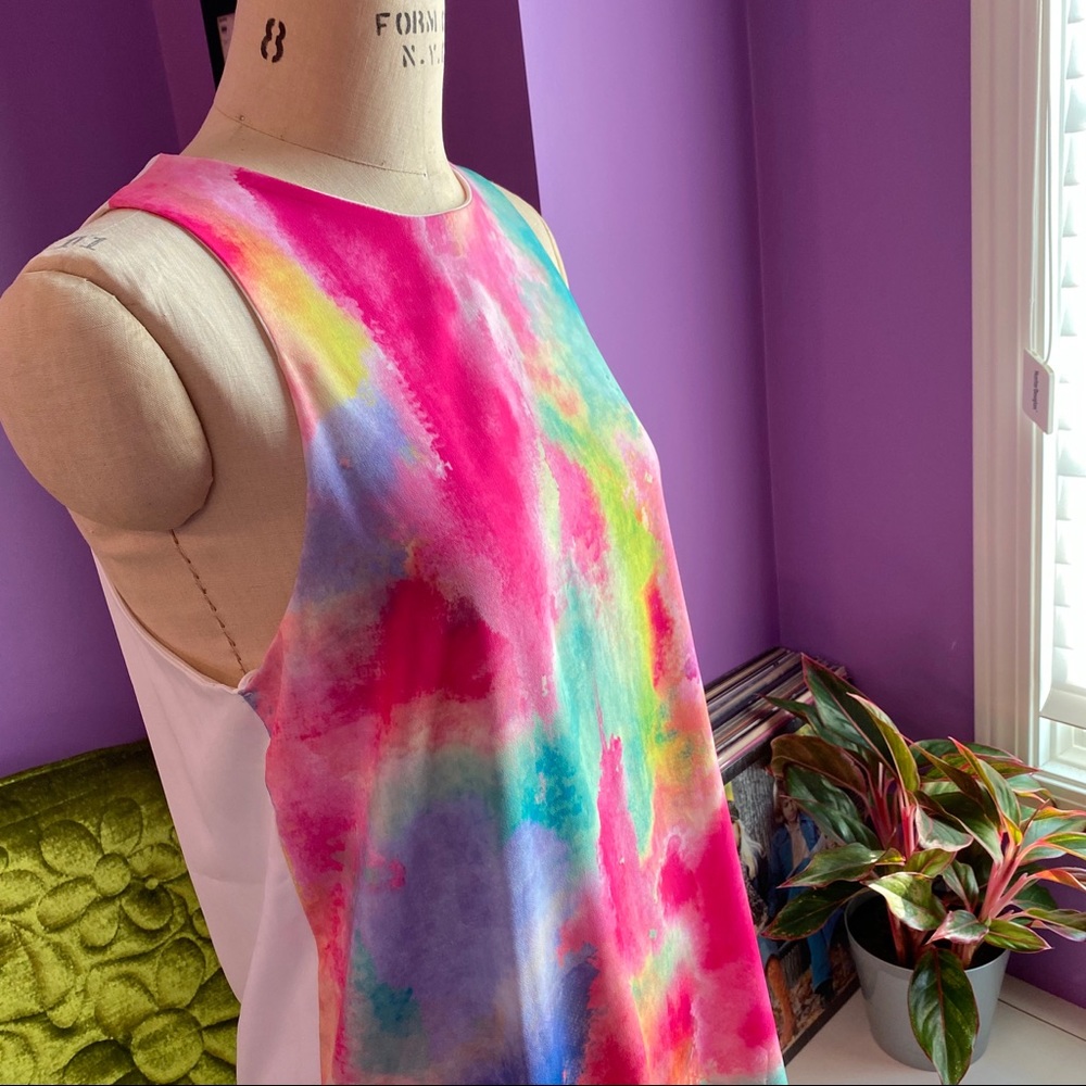 Bright Watercolor Tie-Dye Swing Dress